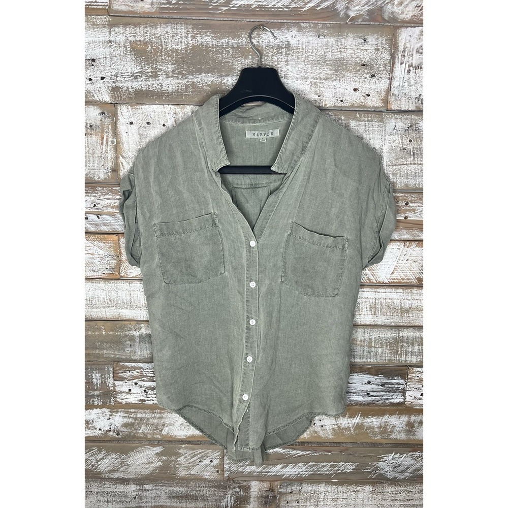 Harper womens button up short sleeved top S